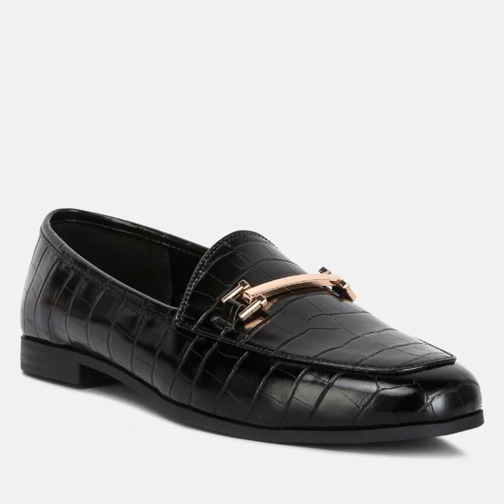 London Rag Deverell Black Horsebit Embellished Loafers/NIB/8